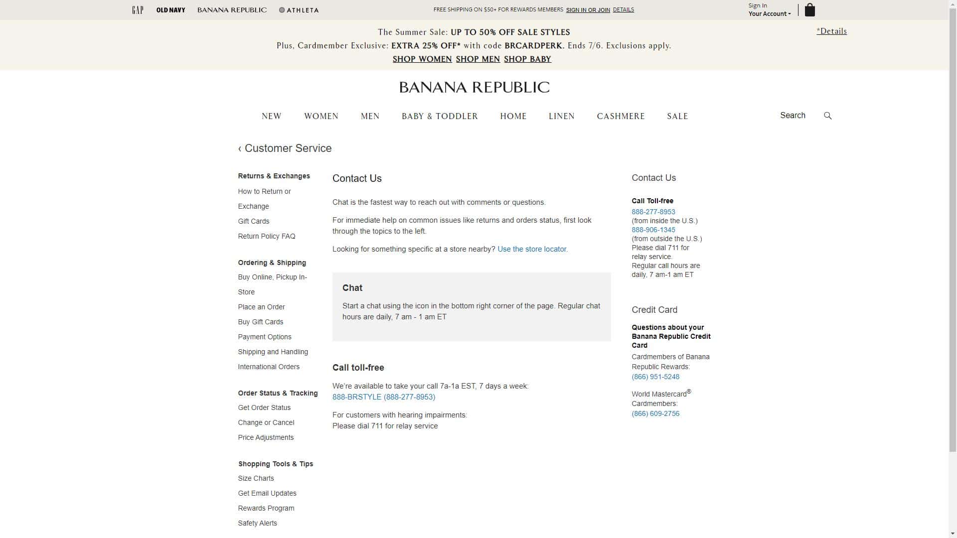 BANANA REPUBLIC בננה רפבליק טופס יצירת קשר צילום מסך
